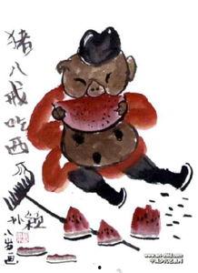 儿童画吃瓜,儿童画中的夏日吃瓜时光